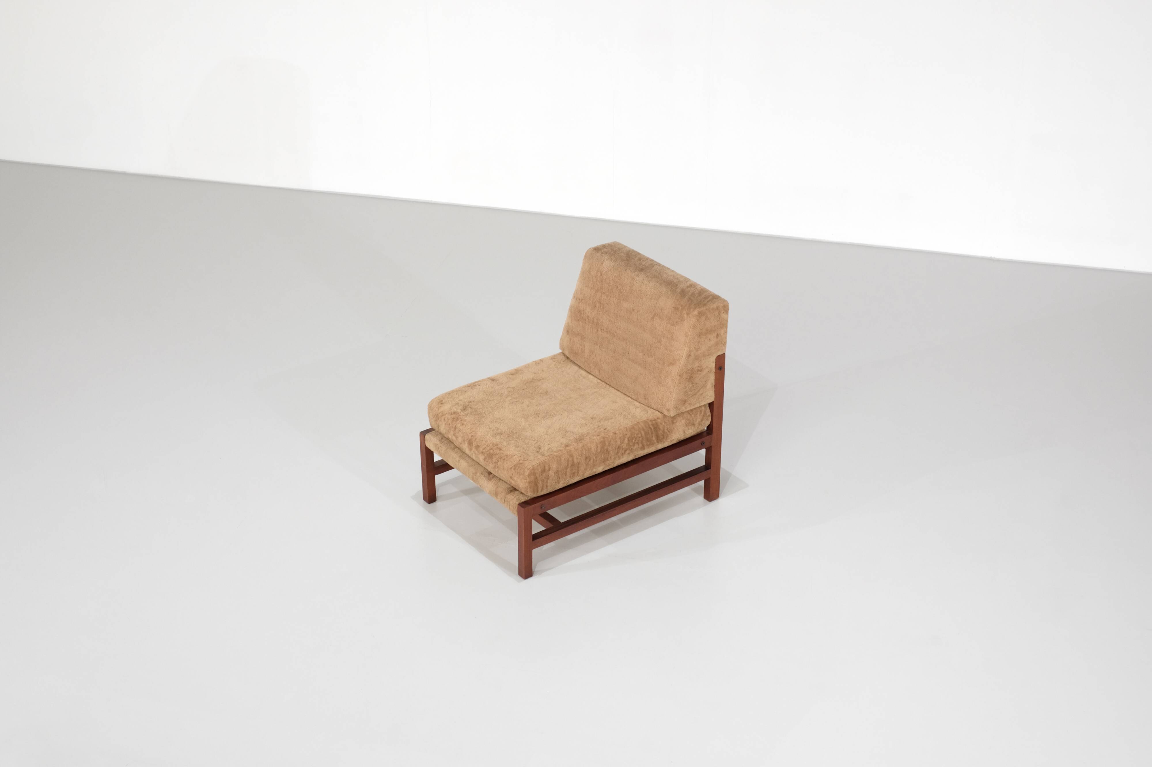 Wooden armchair covered in fabric, Italy, 1960s.