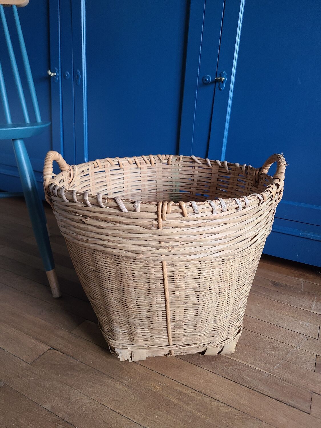 Basket, vintage woven wicker pot cover