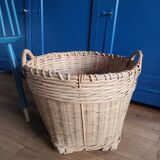 Basket, vintage woven wicker pot cover