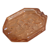 Cendrier en verre moulé pressé style art déco décor de roses
