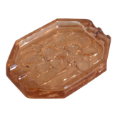 Art Deco style pressed molded glass ashtray, rose décor