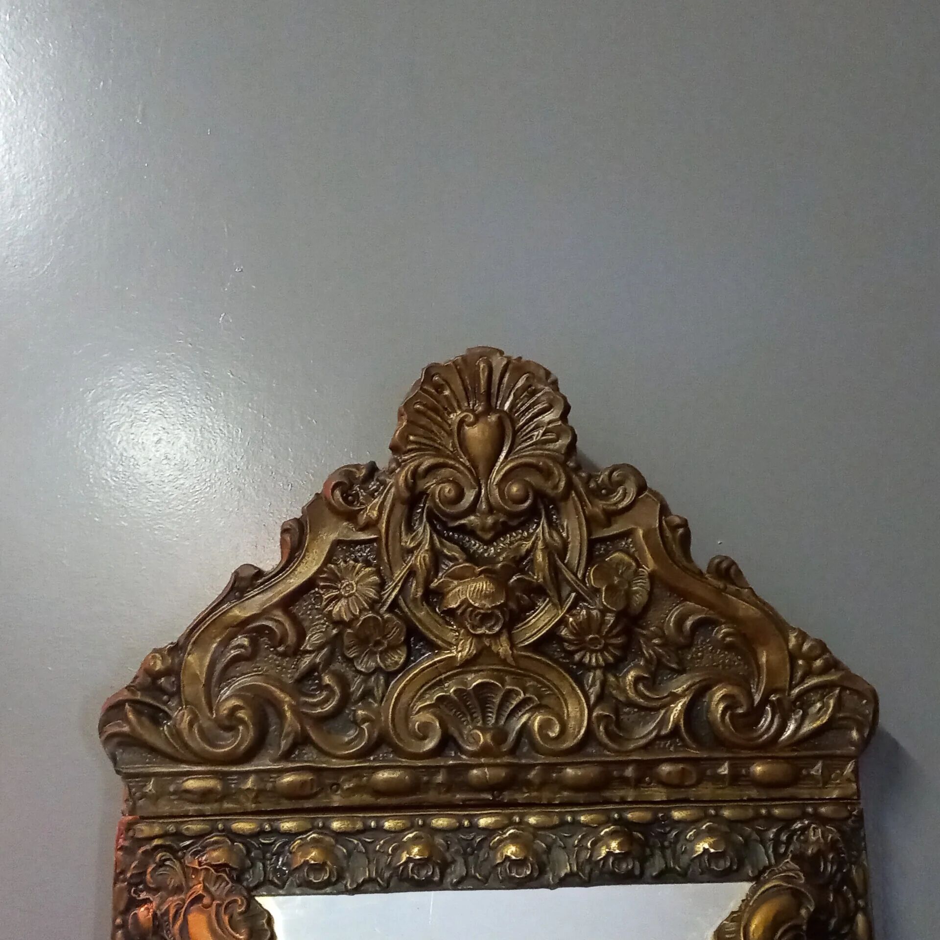 Beaten copper cushion mirror