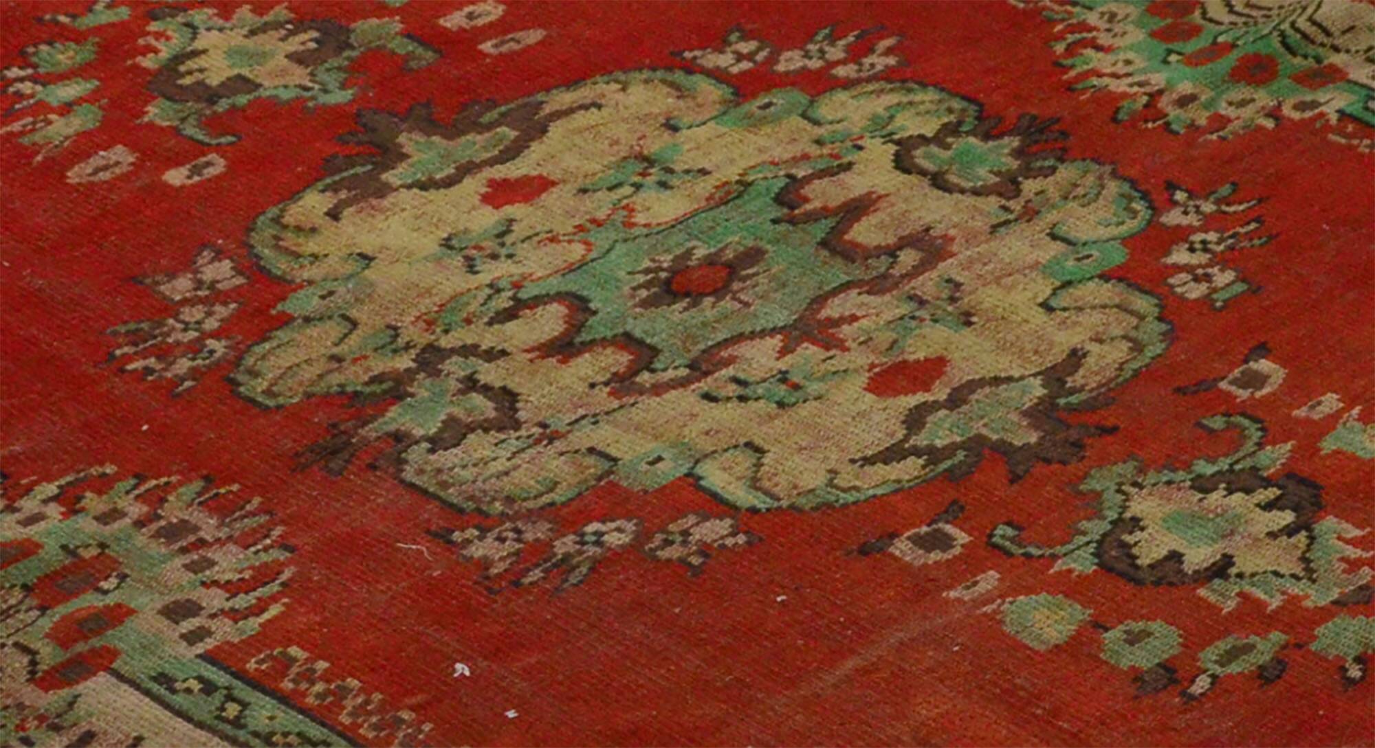 One-of-a-kind turkish handwoven vintage rug - rustic vintage charm 268x 172