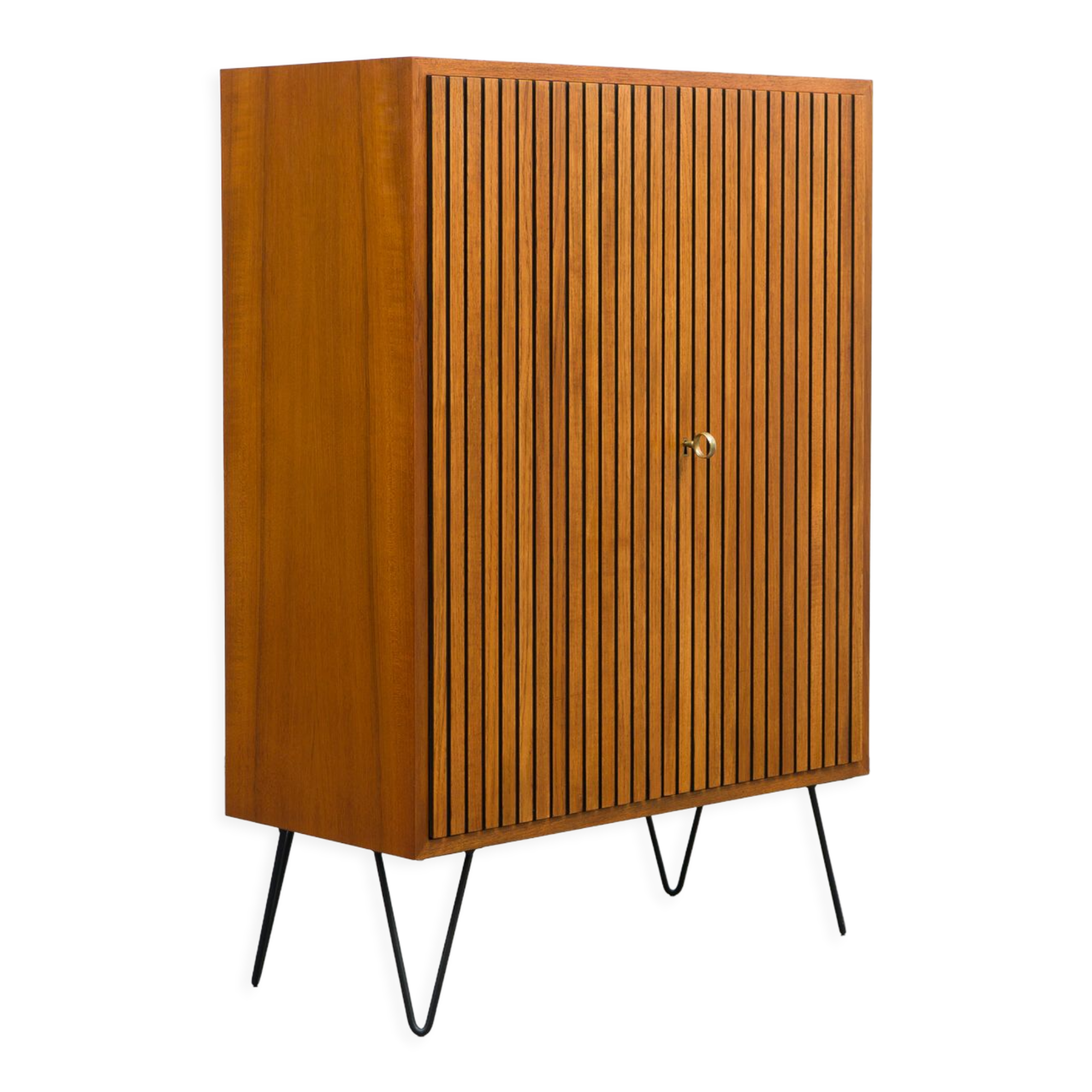 Wardrobe, teak, vintage, ridged doors