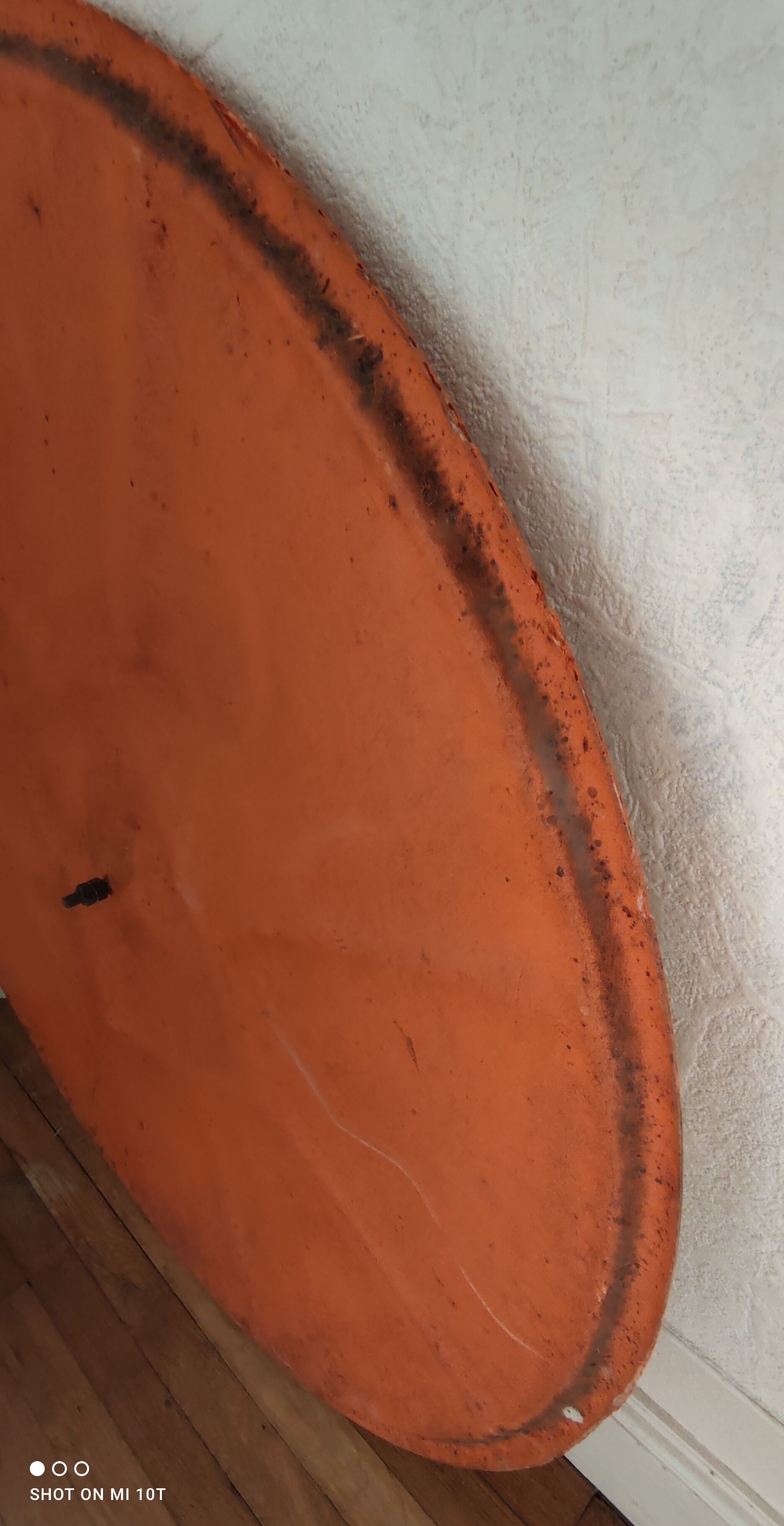 Convex vintage orange mirror