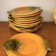 12 fish plates Vallauris in orange and green earthenware vintage 60s/70s