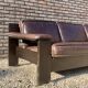 Brutalist sofa in brown leather by Harry de Groot for Leolux, 1970.