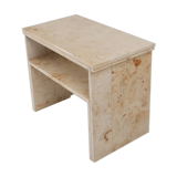Minimalistic designed French console with shelve in travertine, 1980