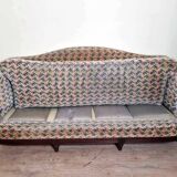 Louis XVI style bench circa 1900, geneva velvet tapestry with floral decorations