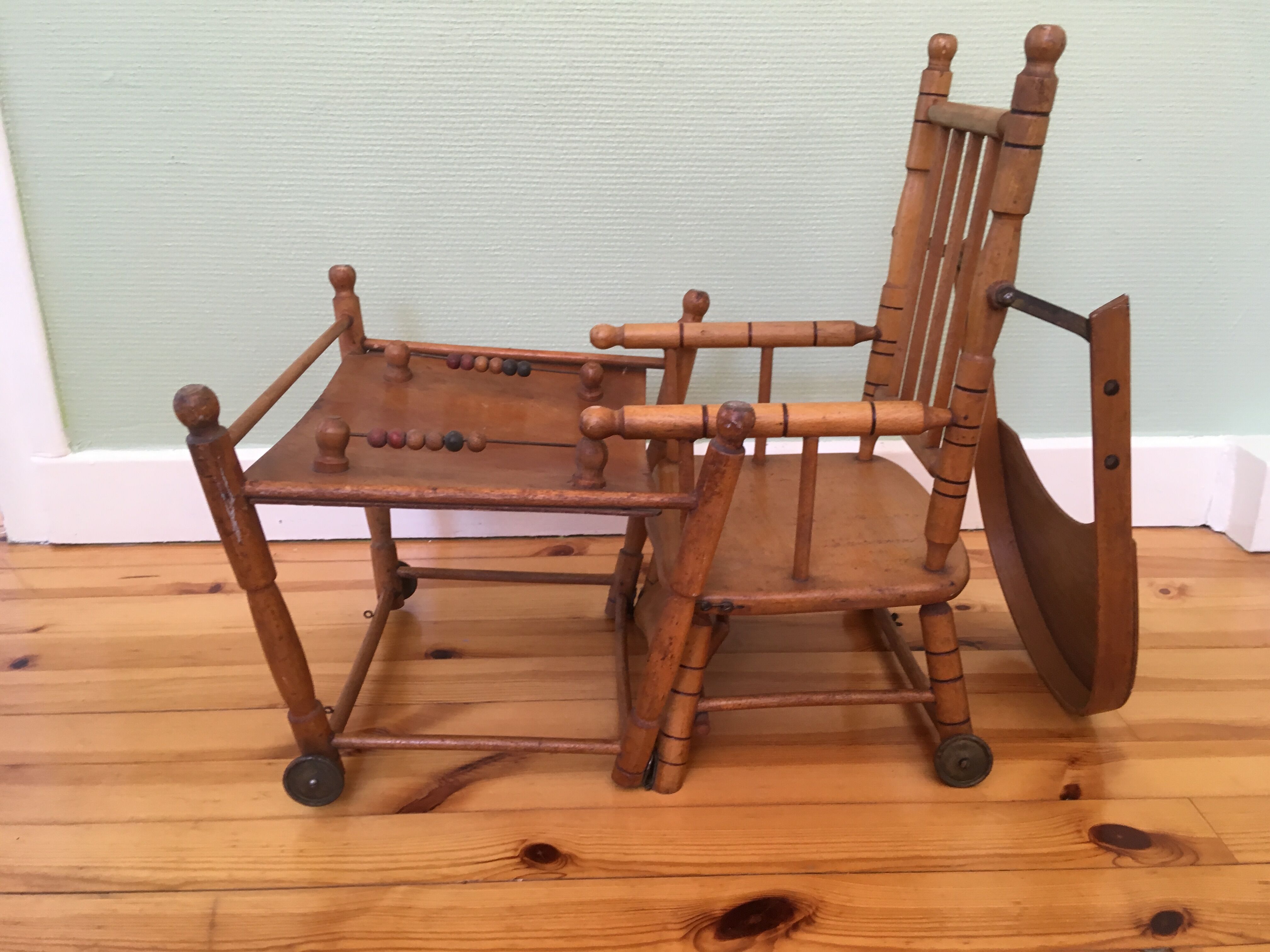 30-year-old high chair in wood turned