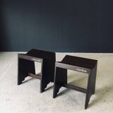 Modernist PJ-SI-68-A Sewing Stools by Pierre Jeanneret for Chandigarh, 1950s, India, Set of 2
