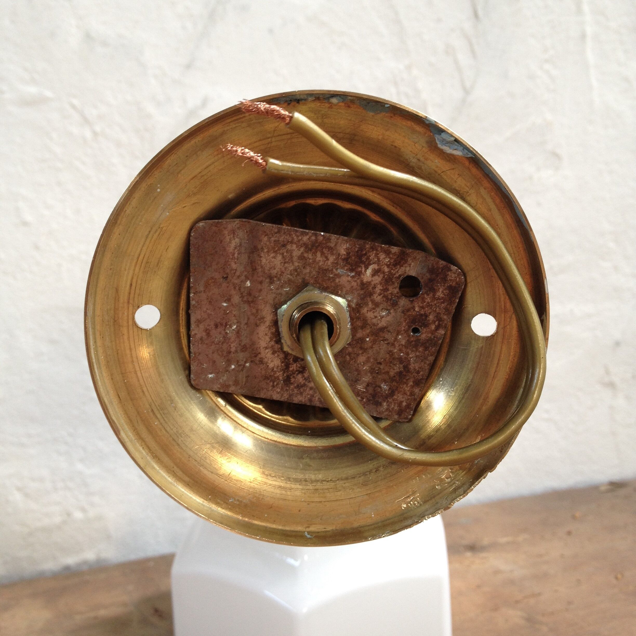 Art deco opaline and brass wall light