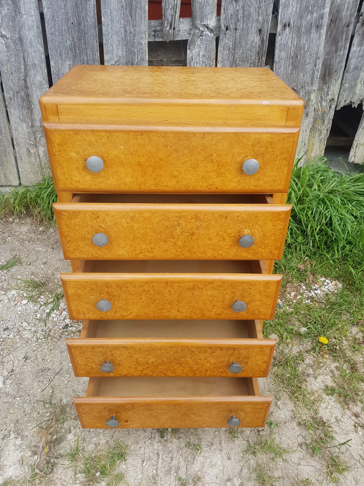 Ancient Commodity 5 Wood Drawers - Vintage 70s Alu Handles