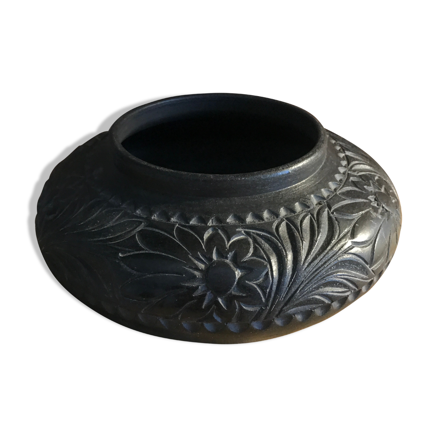 Engraved terracotta vase