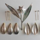 Silver metal flower ashtray