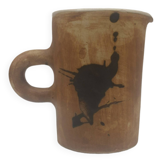 Brutalist pitcher in glazed ceramic La Colombe in Vallauris