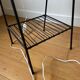 Metal bedside table, scoubidou and chrome lamp