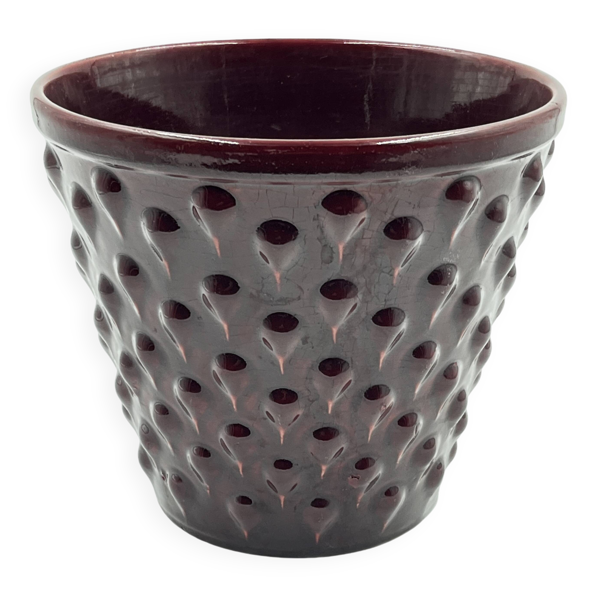 Burgundy ceramic planter