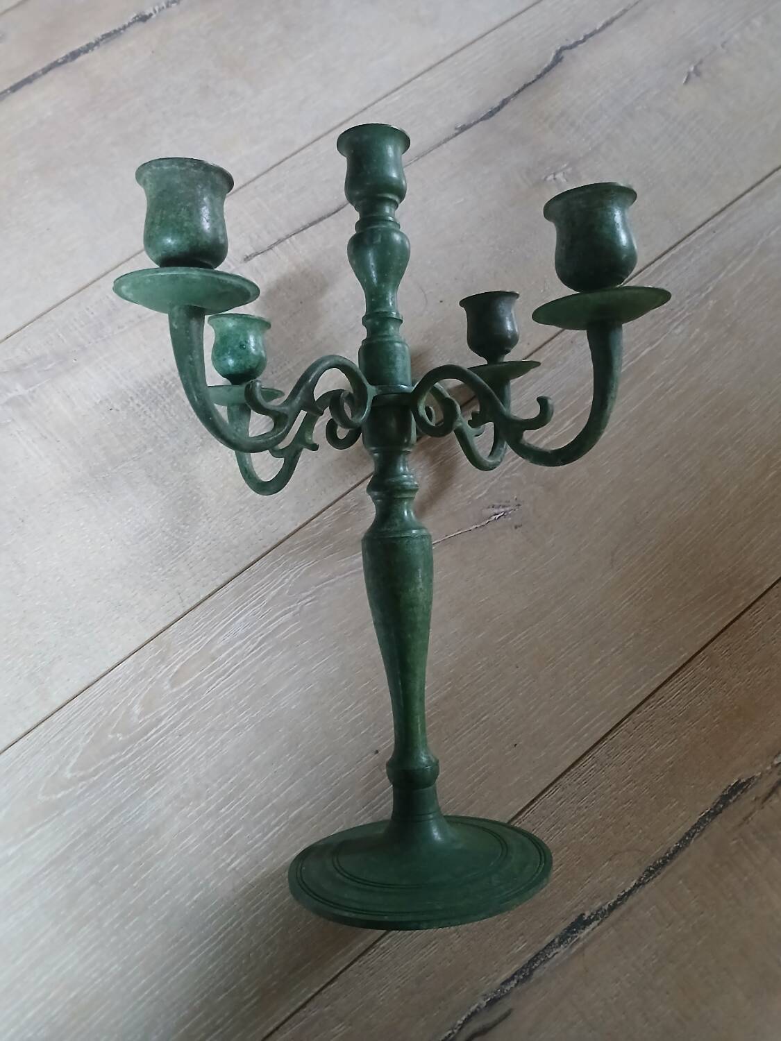 Antique green wrought iron chandelier