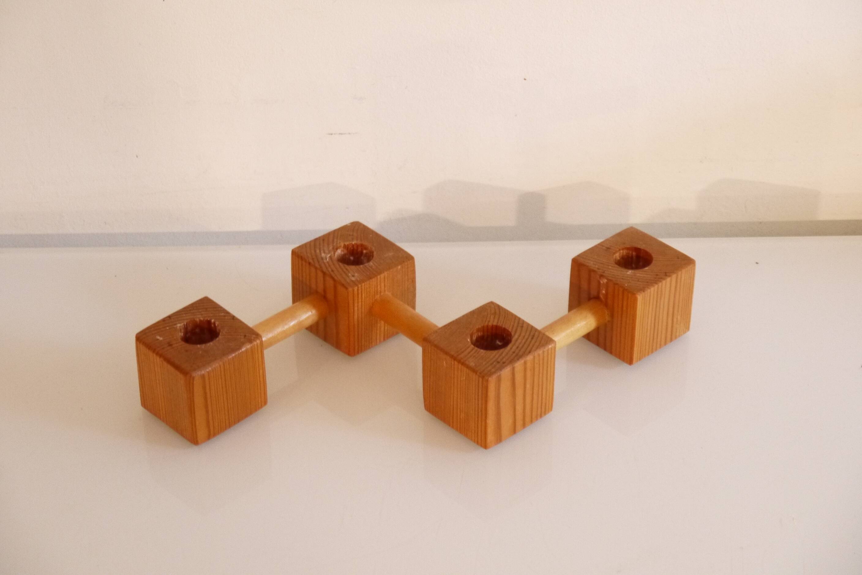 Vintage Scandinavian wooden candlestick
