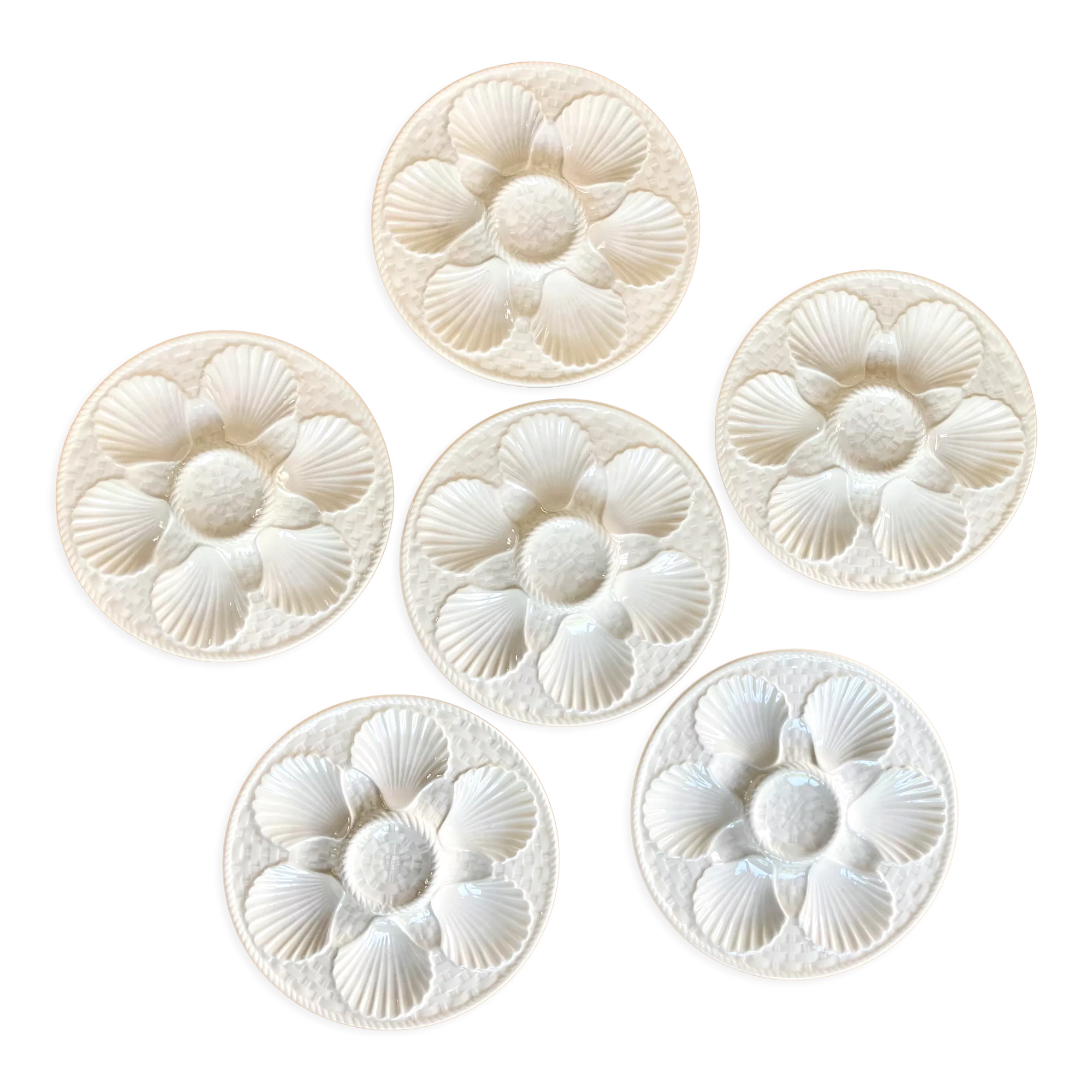 6 Longchamp slurry oyster plates