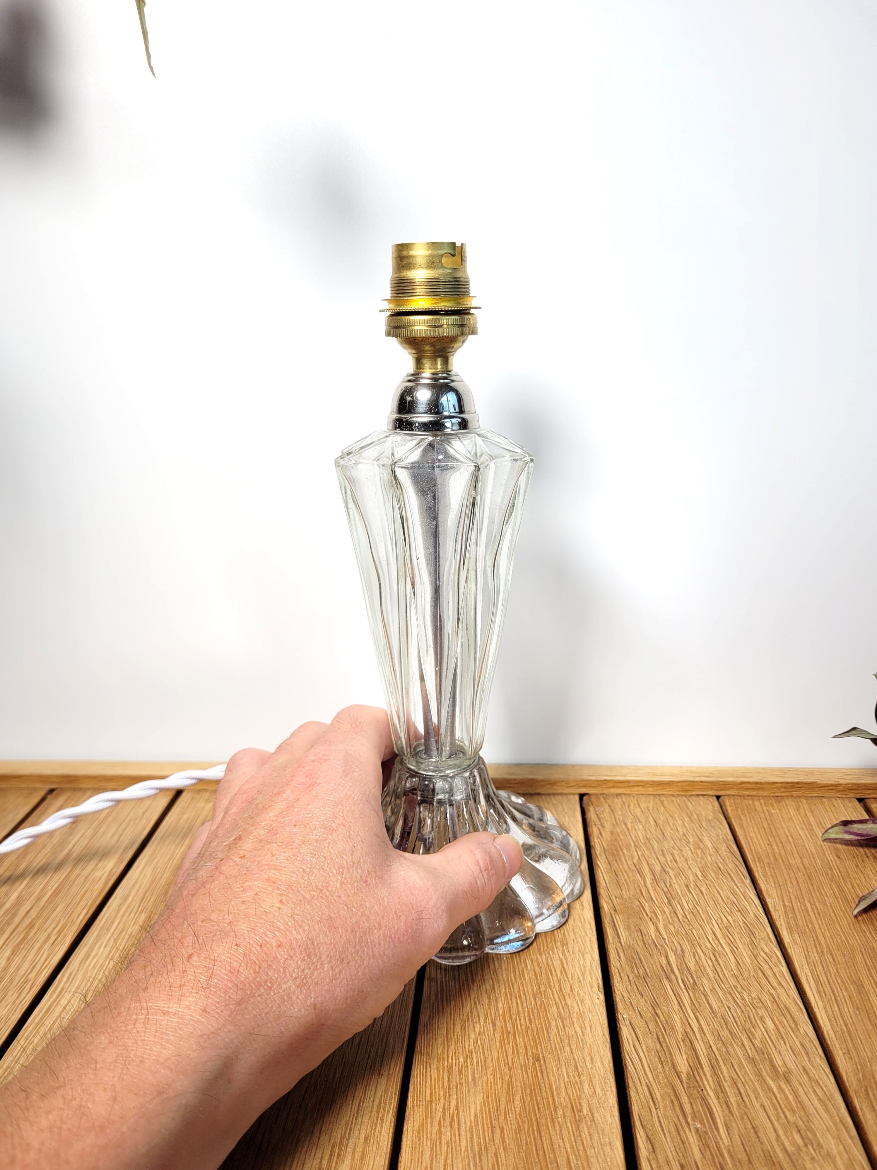 Complete vintage glass lamp stand