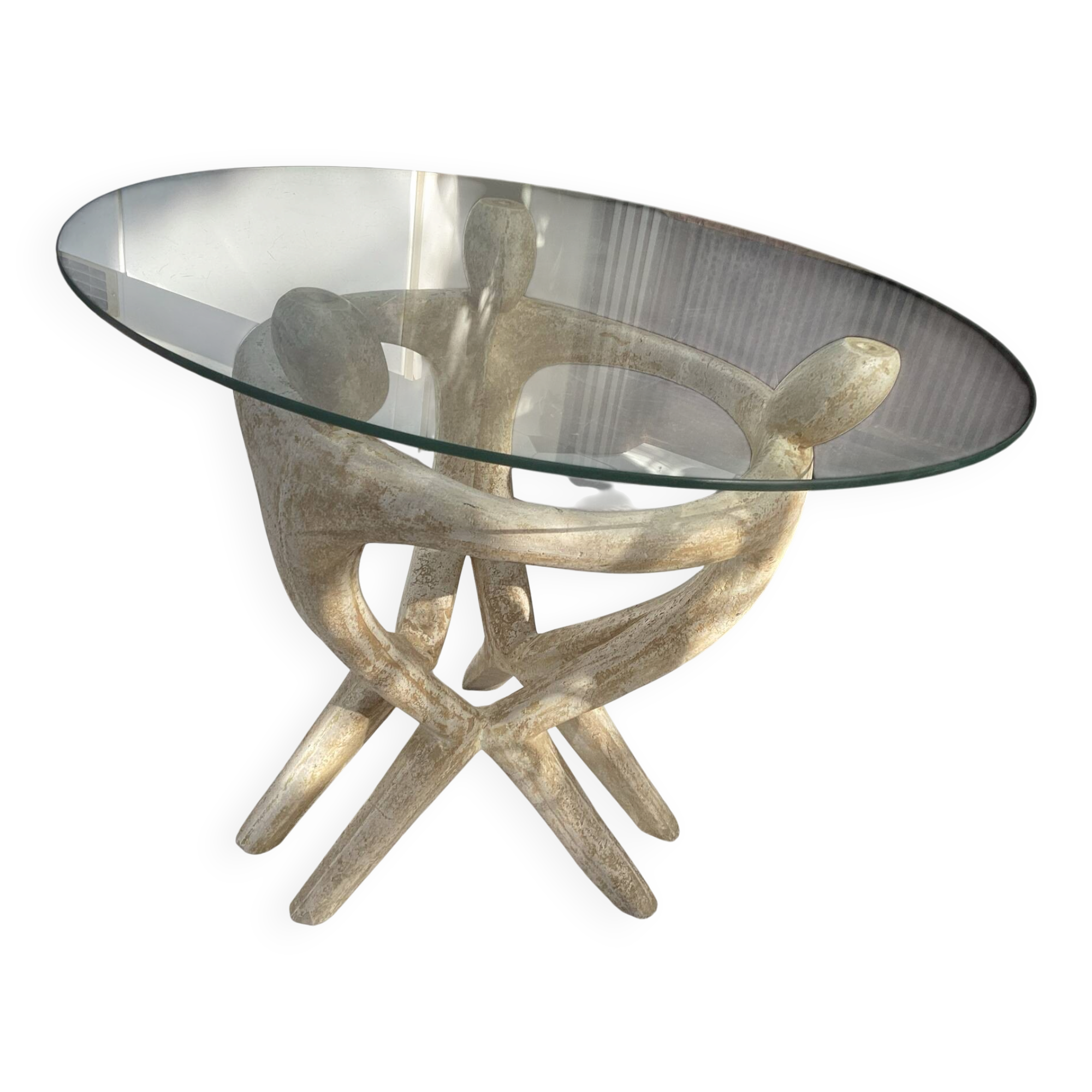 Table basse année  70 en pierre reconstituée de style brutaliste