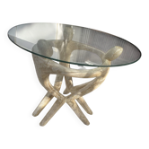 Table basse année  70 en pierre reconstituée de style brutaliste