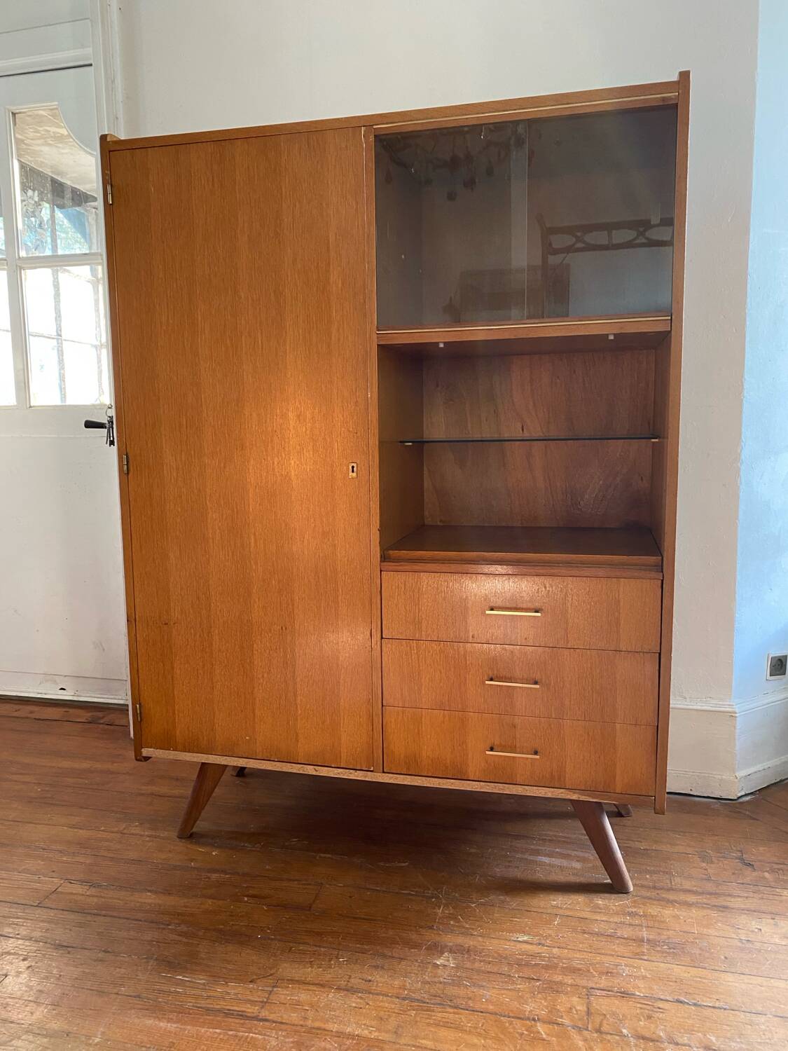 Scandinavian chest of drawers with vintage 70s compass legs.