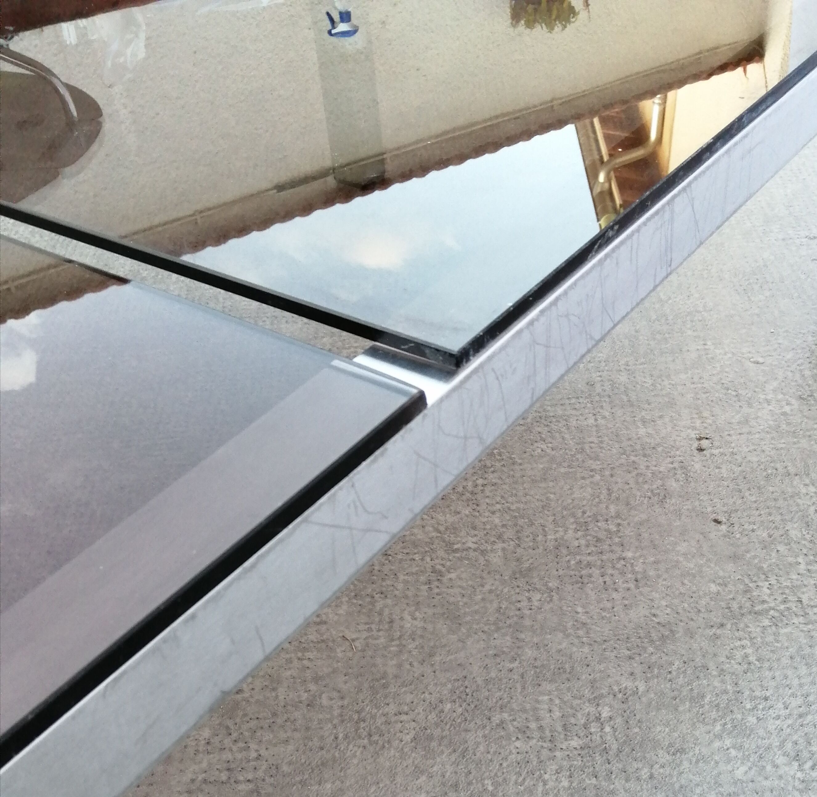 Coffee table smoked glass and aluminum, 1970