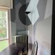 Vintage 1990s Fontana Arte Style Floor Lamp in Black Metal and Light Blue Glass