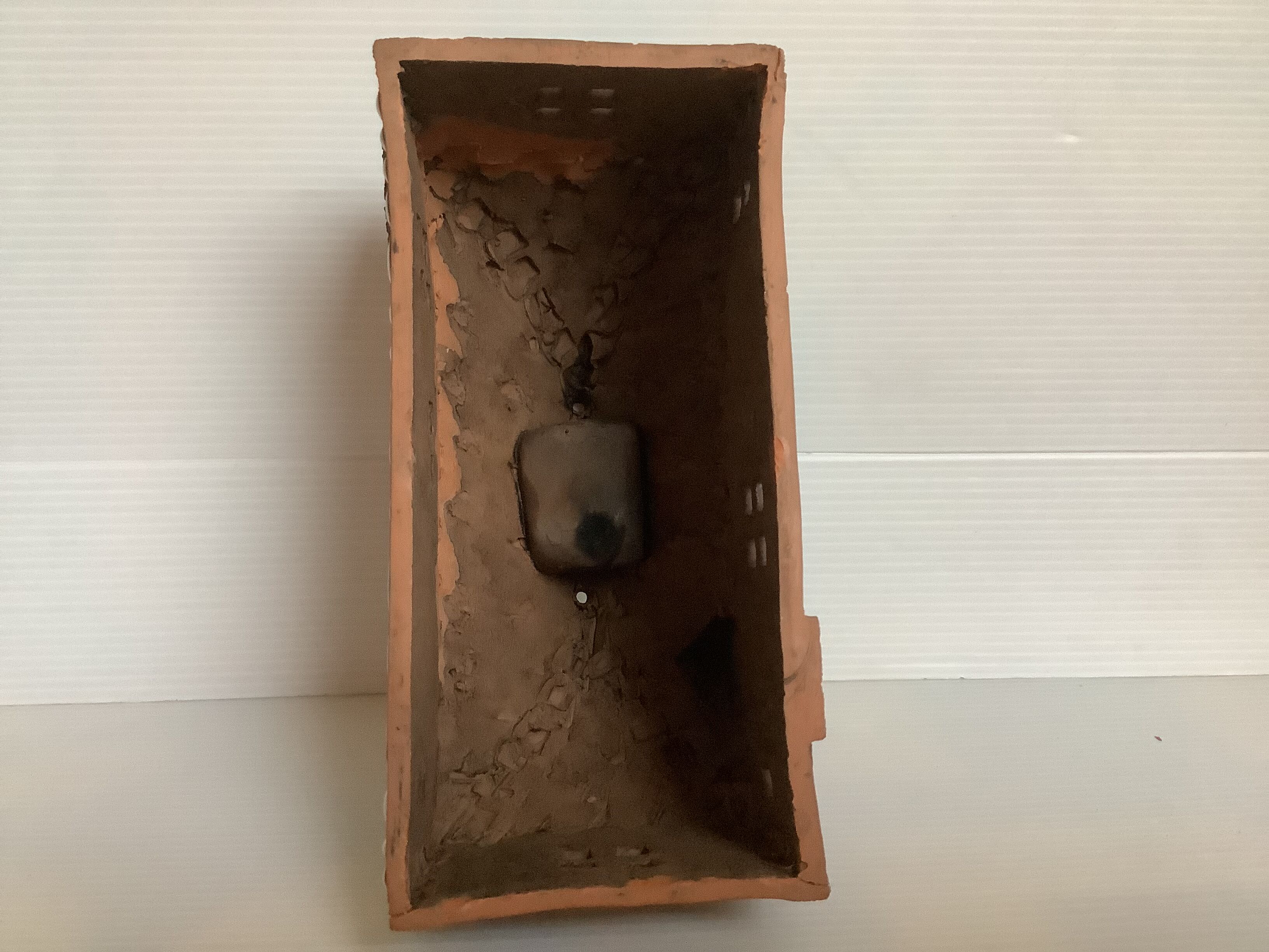 Homemade glazed terracotta candle box