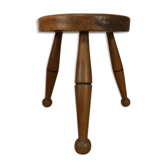 Tabouret tripode chêne massif art déco