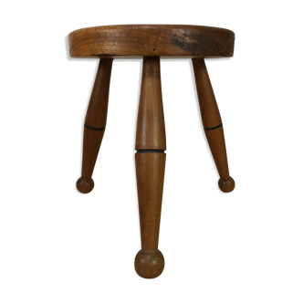Art deco solid oak tripod stool