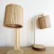 Pair of large Scandinavian lamps in natural wood.