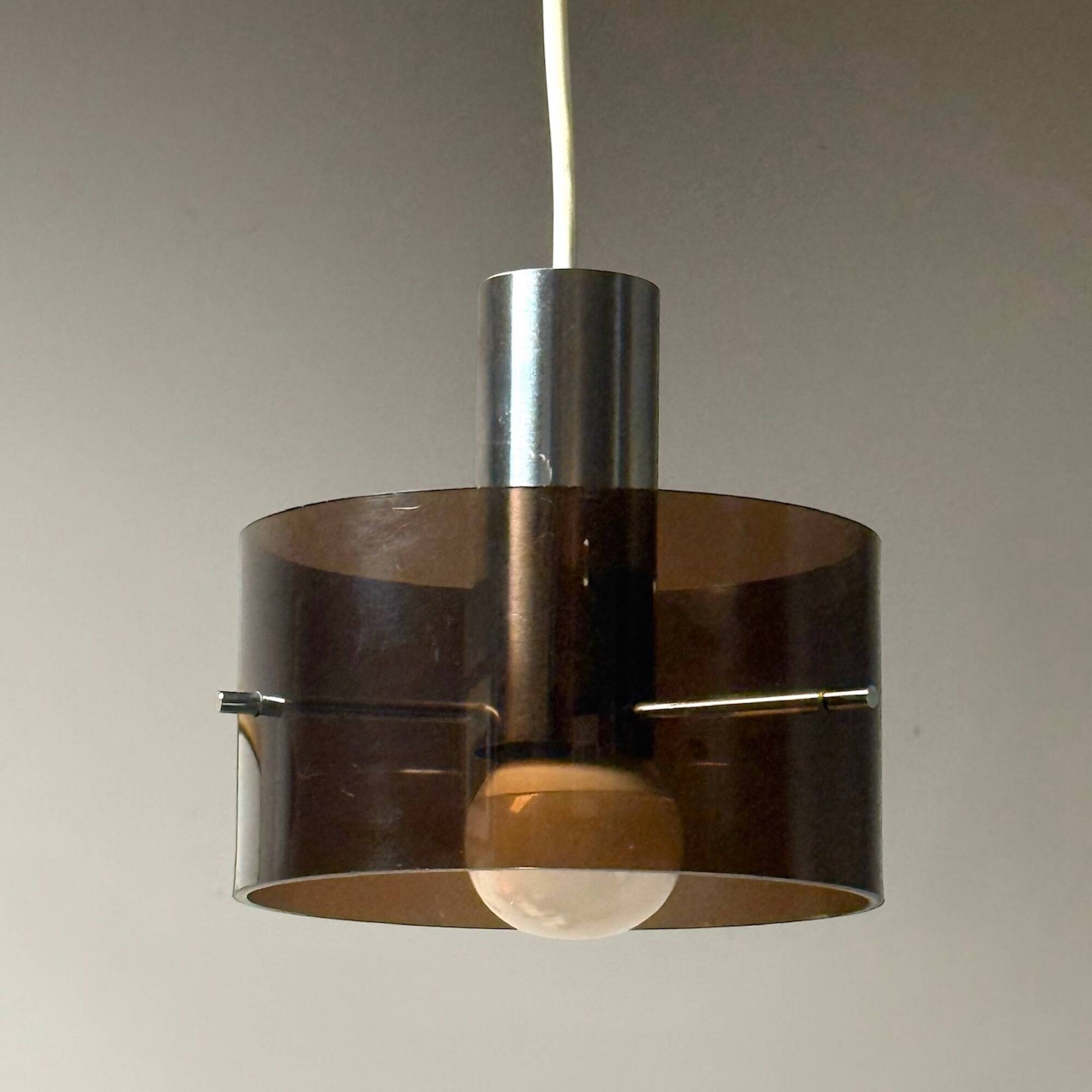 Vintage Italian Acrylic and Chrome Pendant Light, 1970s