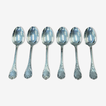 Set of 6 large silver metal spoons from Christofle