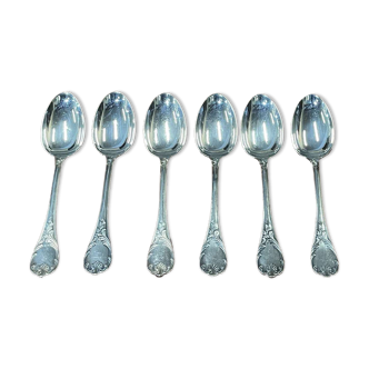 Set of 6 large silver metal spoons from Christofle