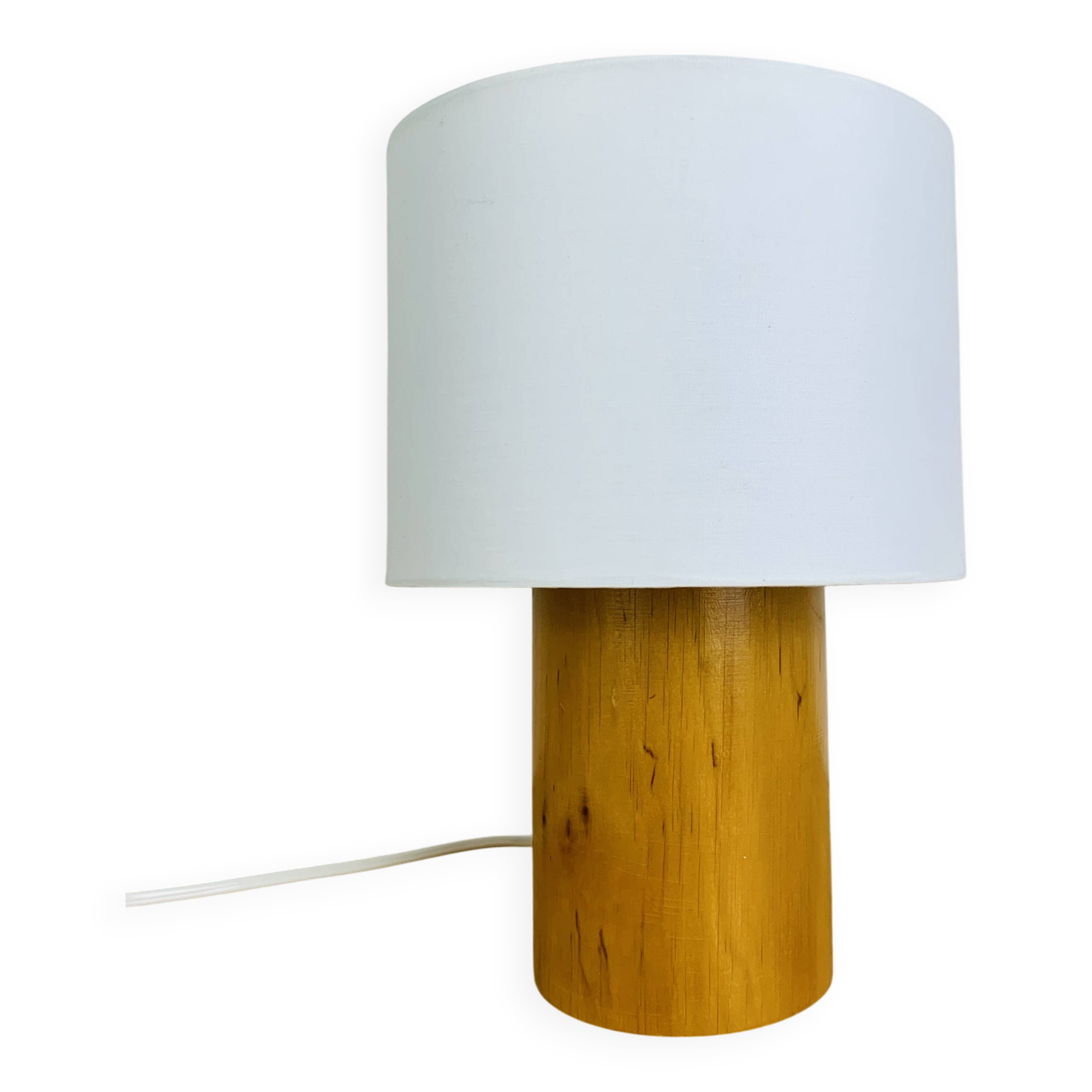 Vintage wooden cylinder lamp by IMT Italy, 1980s