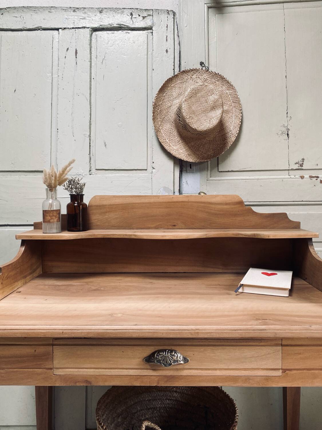 Antique solid oak secretary – gently refurbished