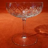 Set of 9 engraved crystal champagne glasses