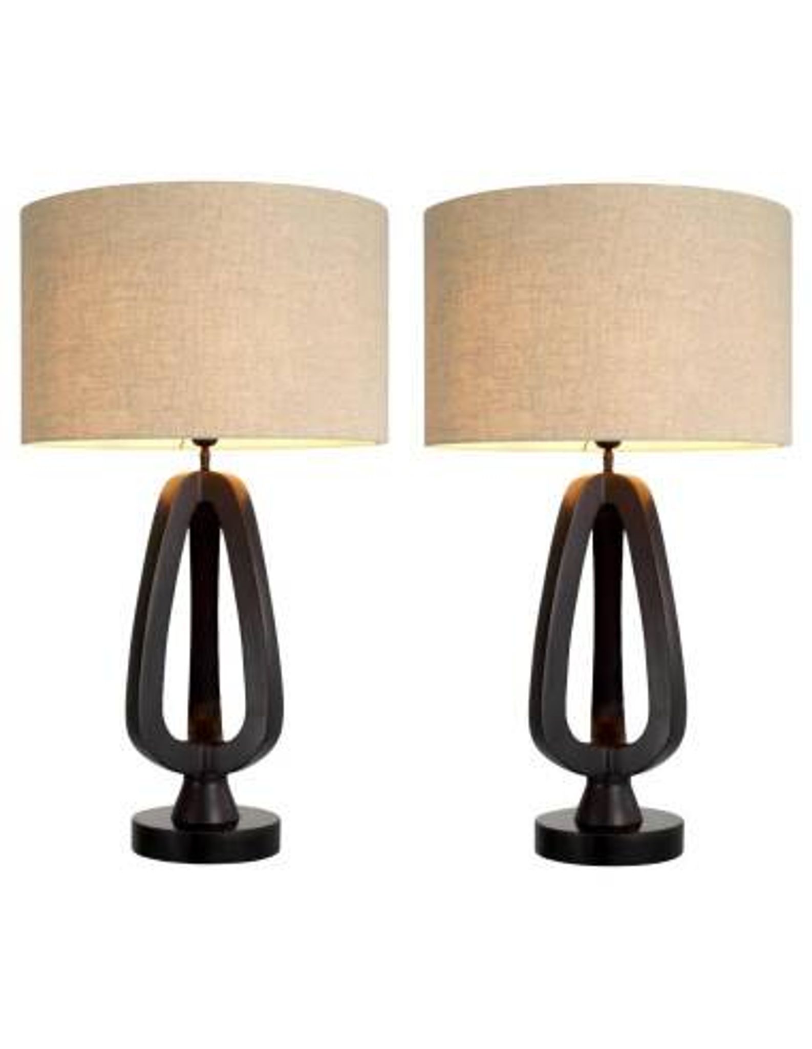 Pair of table lamps in patinated bronze with black granite bases