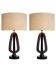 Pair of table lamps in patinated bronze with black granite bases