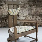 Rare Dutch brutalist oak armchair with integrated side table – 1950s