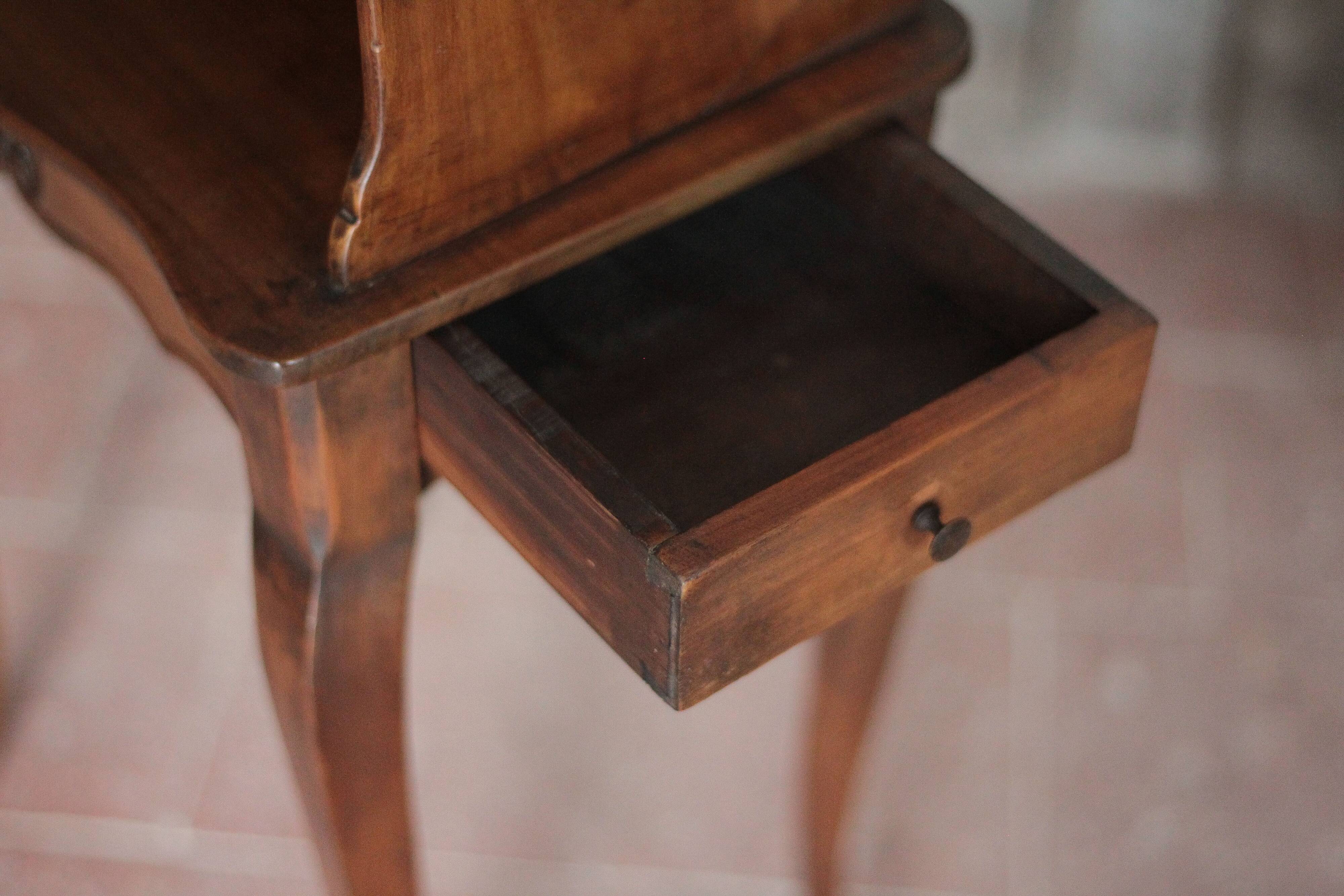 Bedside table, nightstand wood, accent furniture, antique furniture.