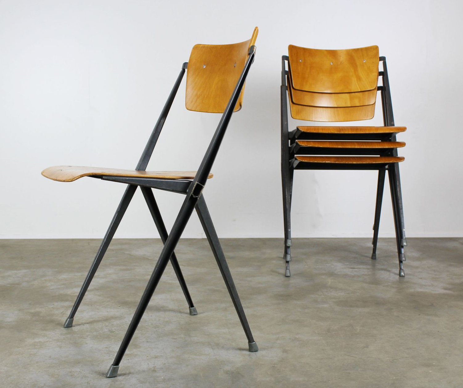 Vintage Pyramid chairs by Wim Rietveld for Ahrend de Cirkel