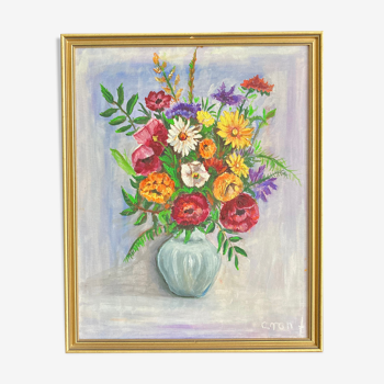 Old flower bouquet painting