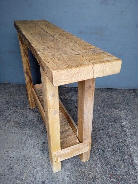 Brutalist console solid wood