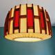 Scandinavian pendant lamp in teak and burlap, 60s