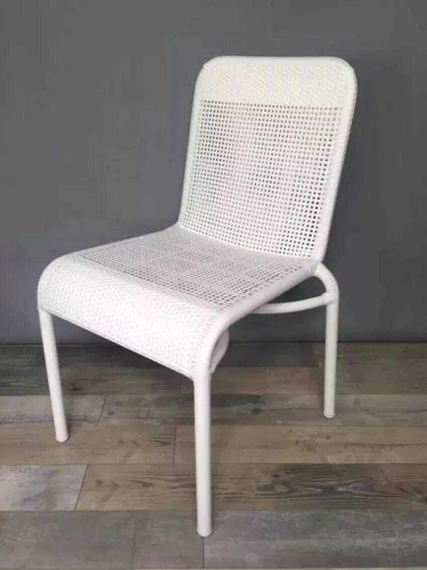 White woven resin garden chair